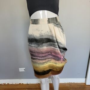Snob Asymmetrical Watercolor Print Skirt, BNWT, Size 6